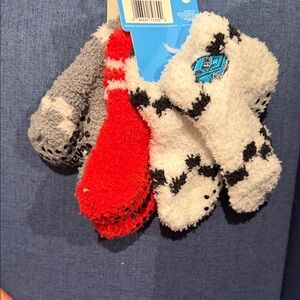 Cozy Fuzzy Socks Set - Red, Gray, White